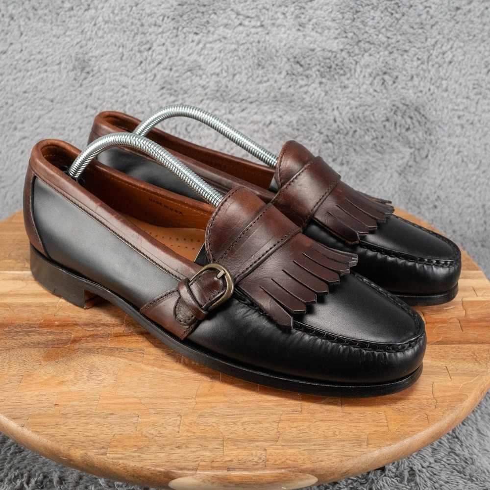 VTG HUNT CLUB MENS 11 ALL LEATHER PENNY LOAFER NOS BUCKLE KILTIE HANDSEWN